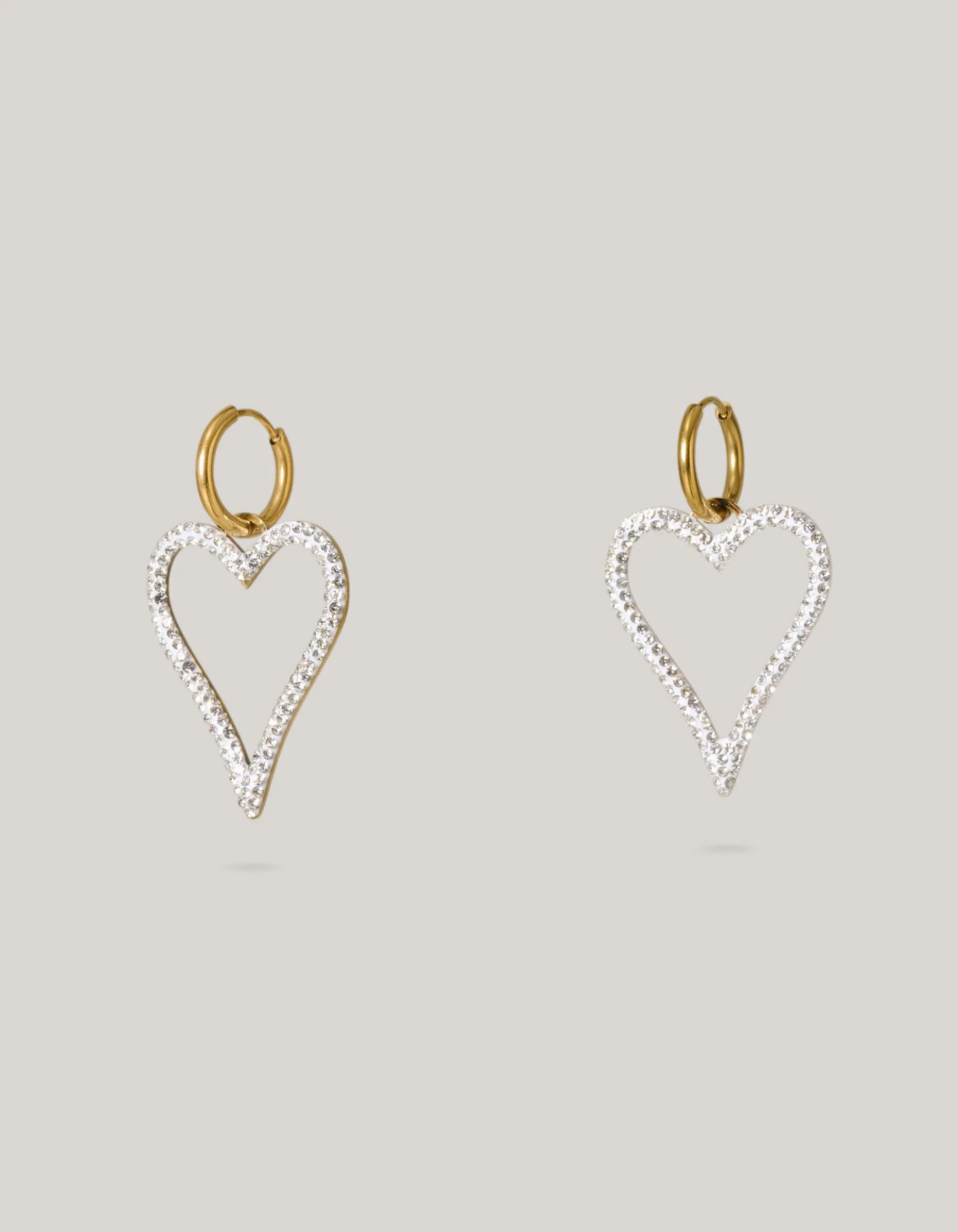 Strass Heart Oorbellen Goud