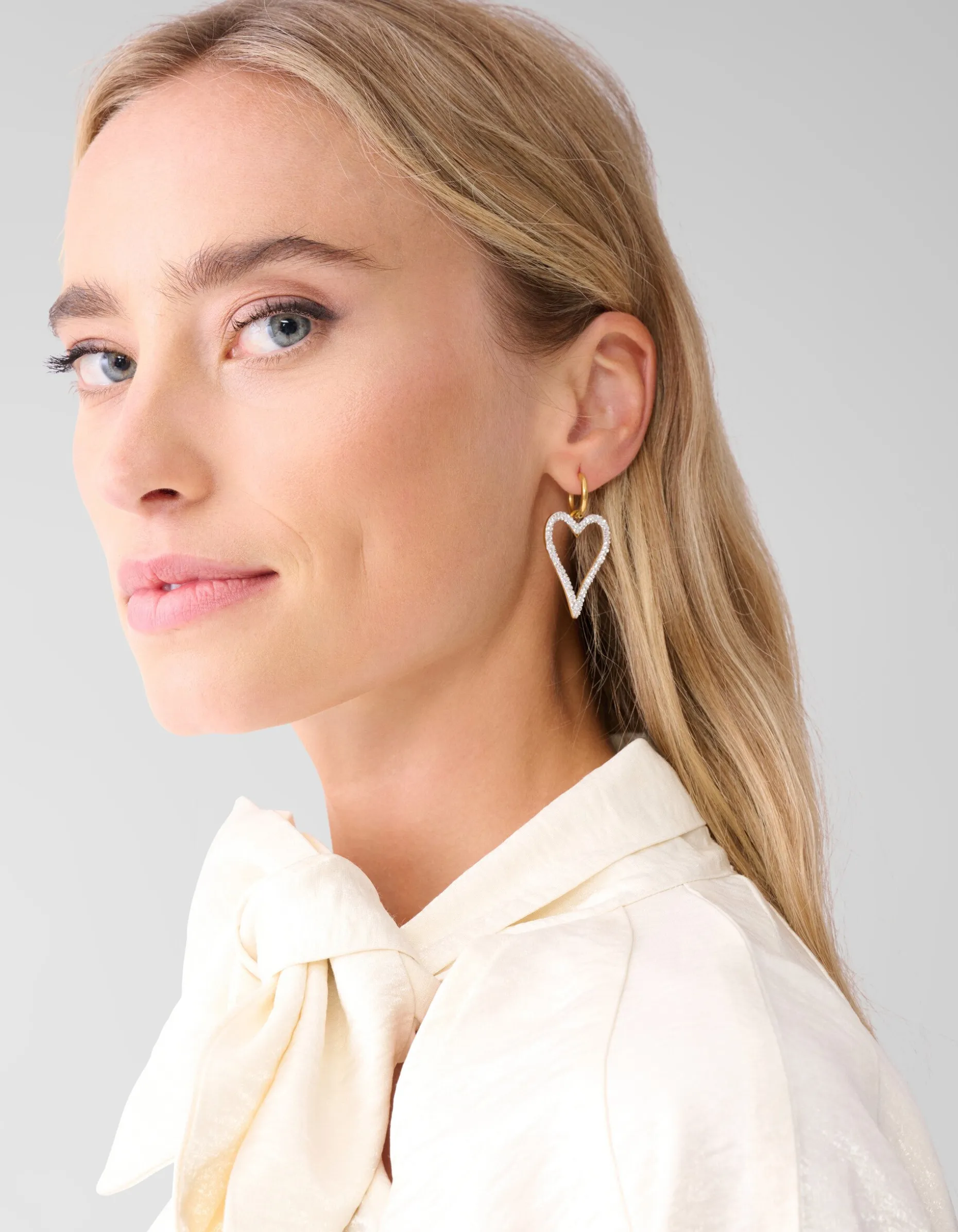 Strass Heart Oorbellen Goud