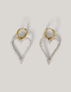 Strass Heart Oorbellen Goud