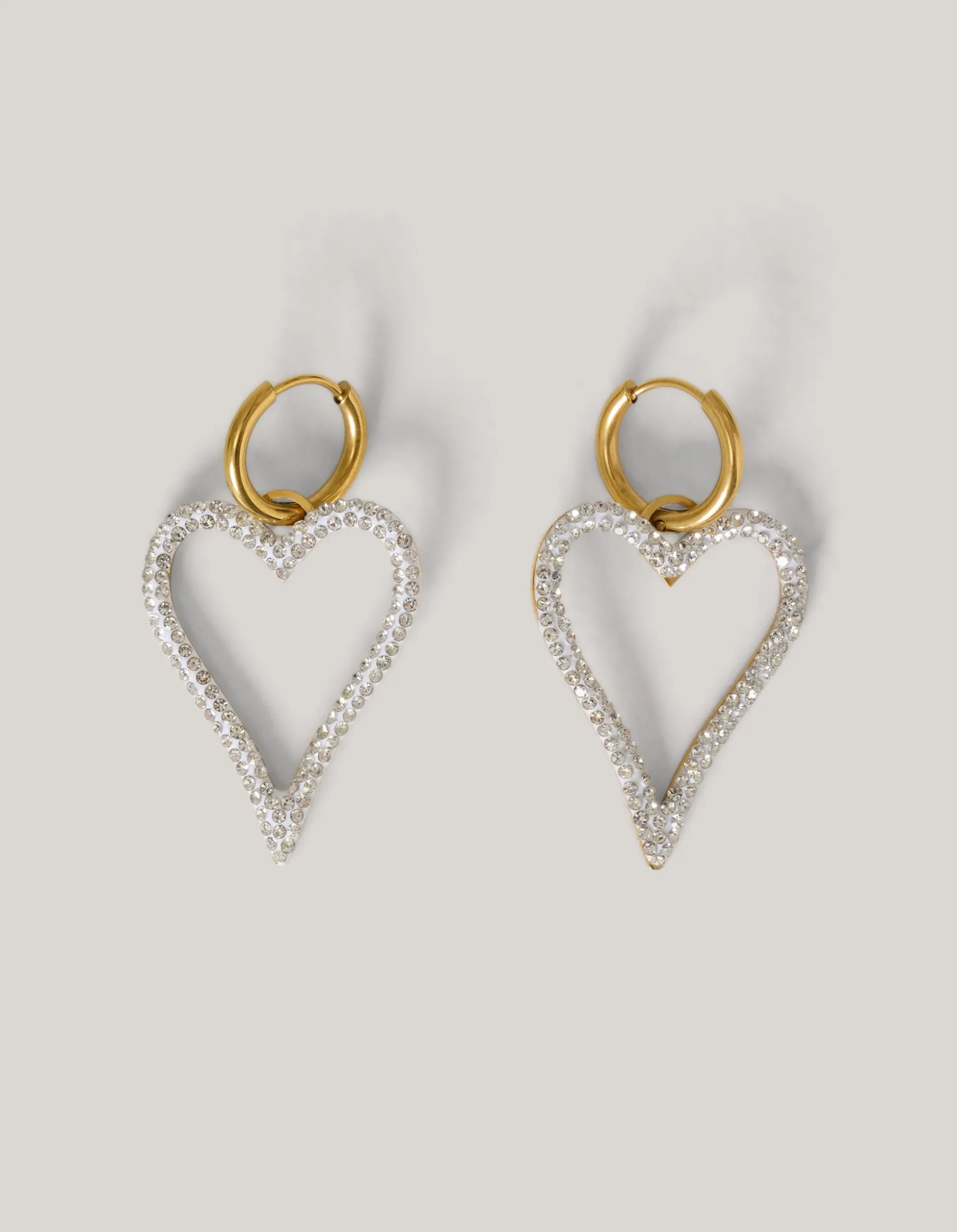 Strass Heart Oorbellen Goud