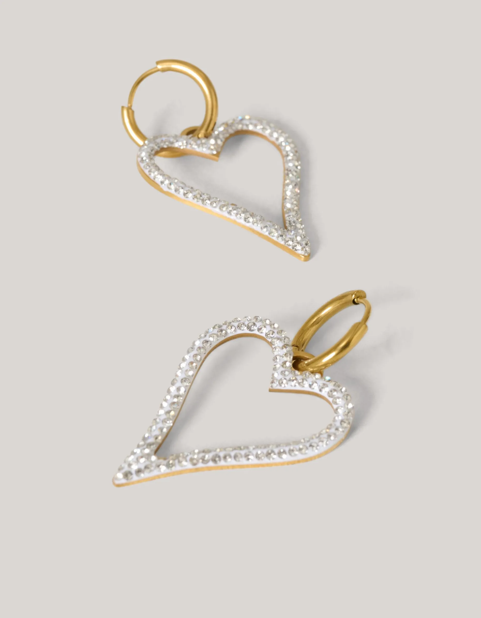 Strass Heart Oorbellen Goud