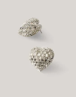 Strass Heart Oorbellen Zilver