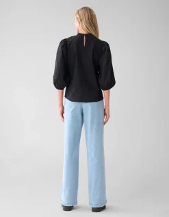 Strass Heart Poplin Blouse Zwart