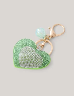 Strass Heart Sleutelhanger Groen