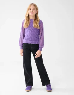 Strass Heart Straight Fit Jeans Zwart