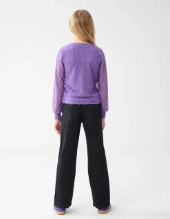 Strass Heart Straight Fit Jeans Zwart