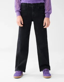 Strass Heart Straight Fit Jeans Zwart