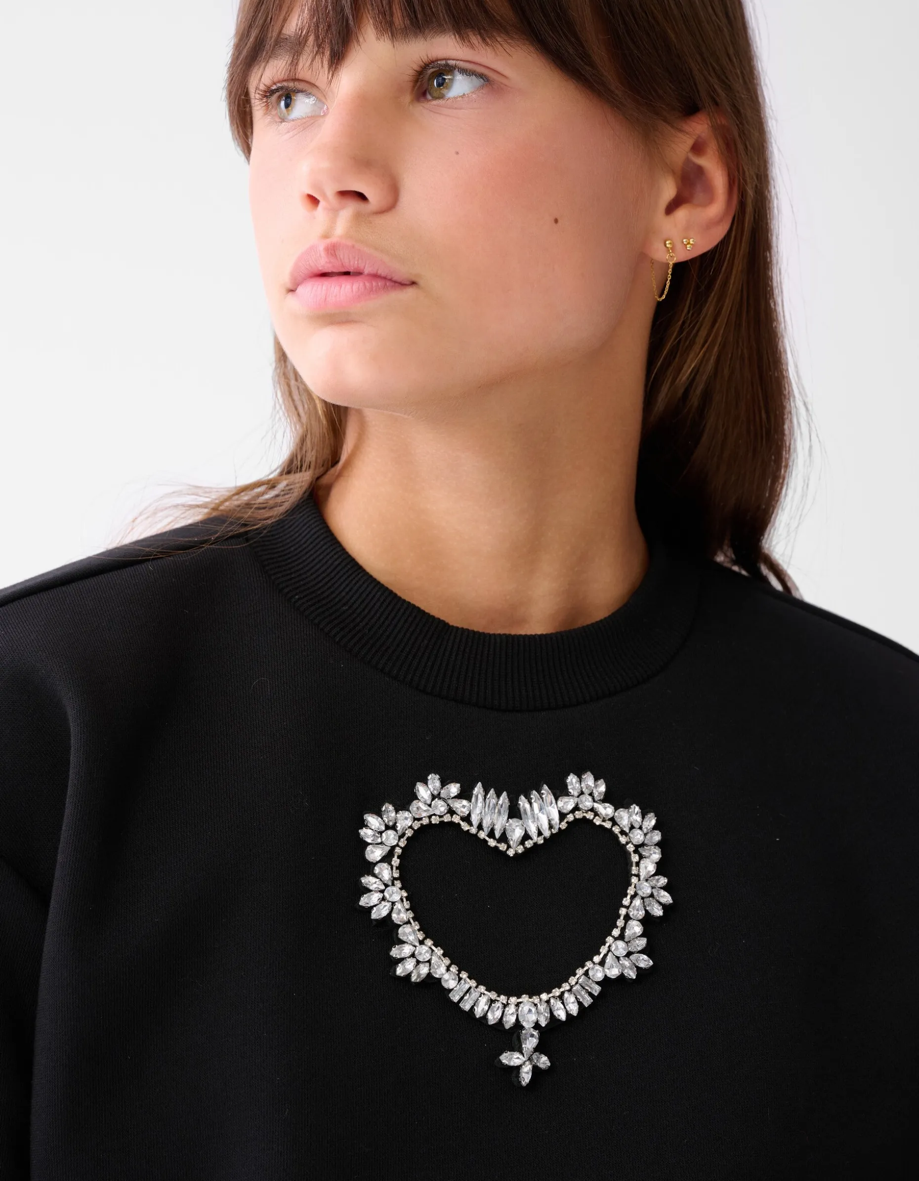 Strass Heart Sweater Zwart