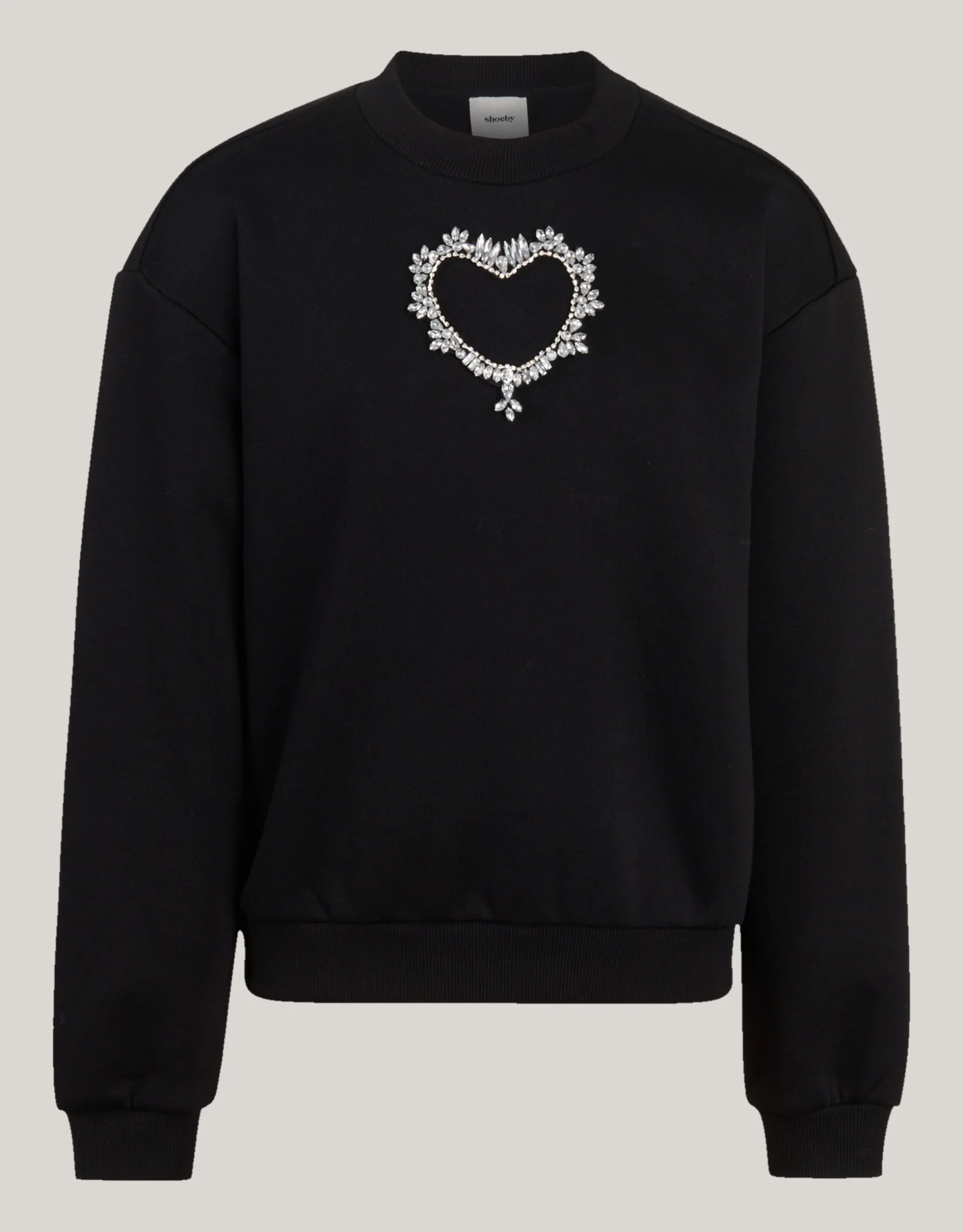 Strass Heart Sweater Zwart