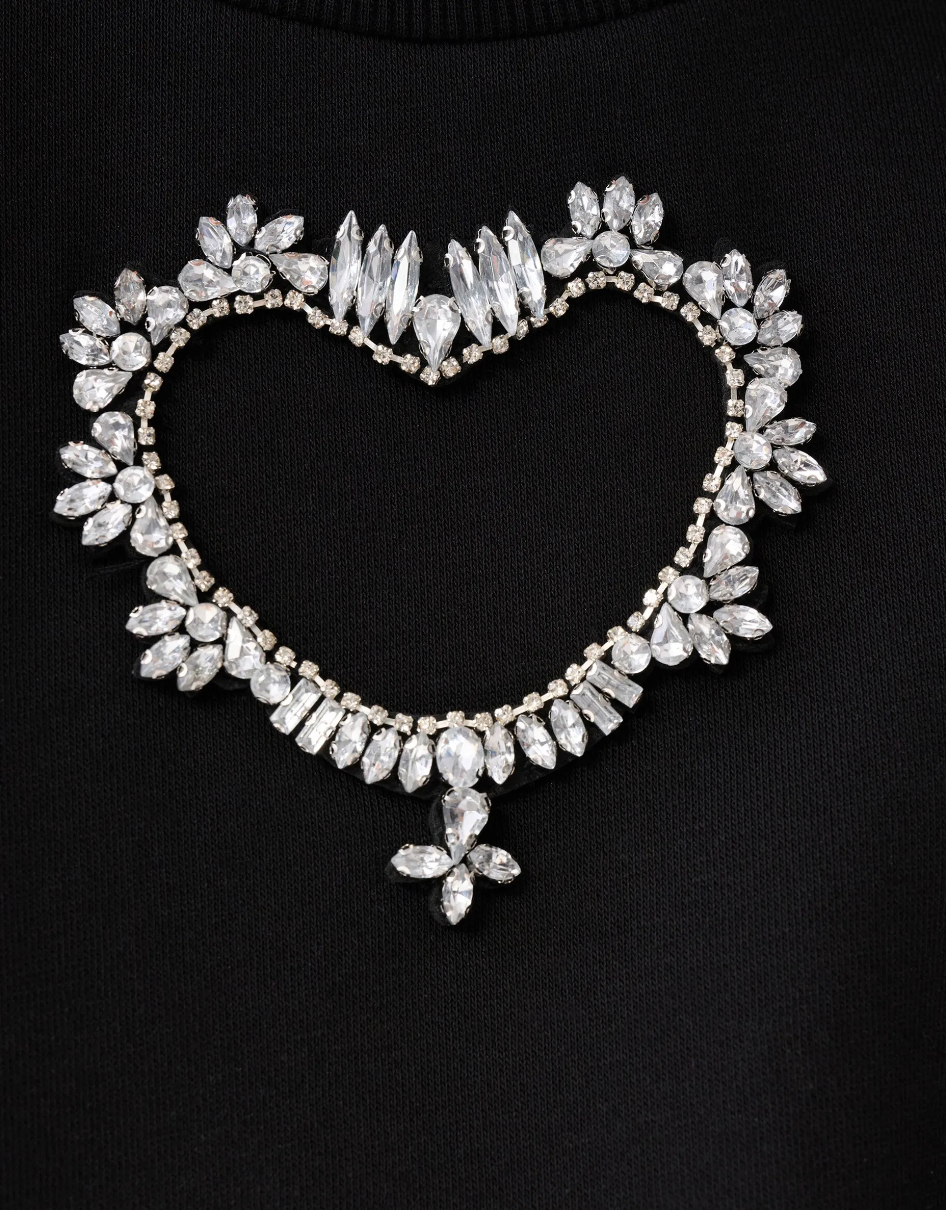 Strass Heart Sweater Zwart