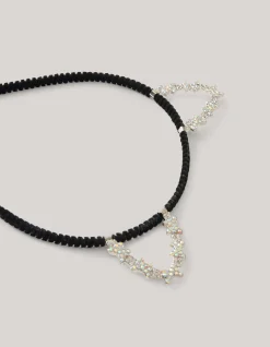 Strass Katten Haarband Zwart