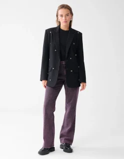 Strass Letter Blazer Zwart