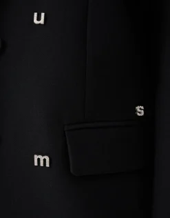Strass Letter Blazer Zwart