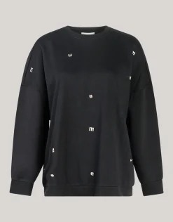 Strass Letter Sweater Zwart