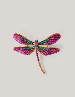 Strass Libelle Broche Roze