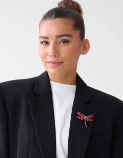 Strass Libelle Broche Roze