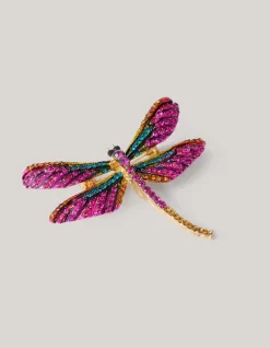 Strass Libelle Broche Roze