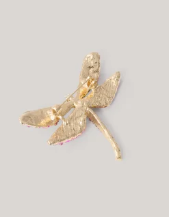 Strass Libelle Broche Roze