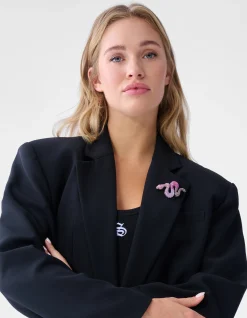 Strass Slangen Broche Zilver