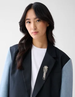 Strass Ster Broche Zilver