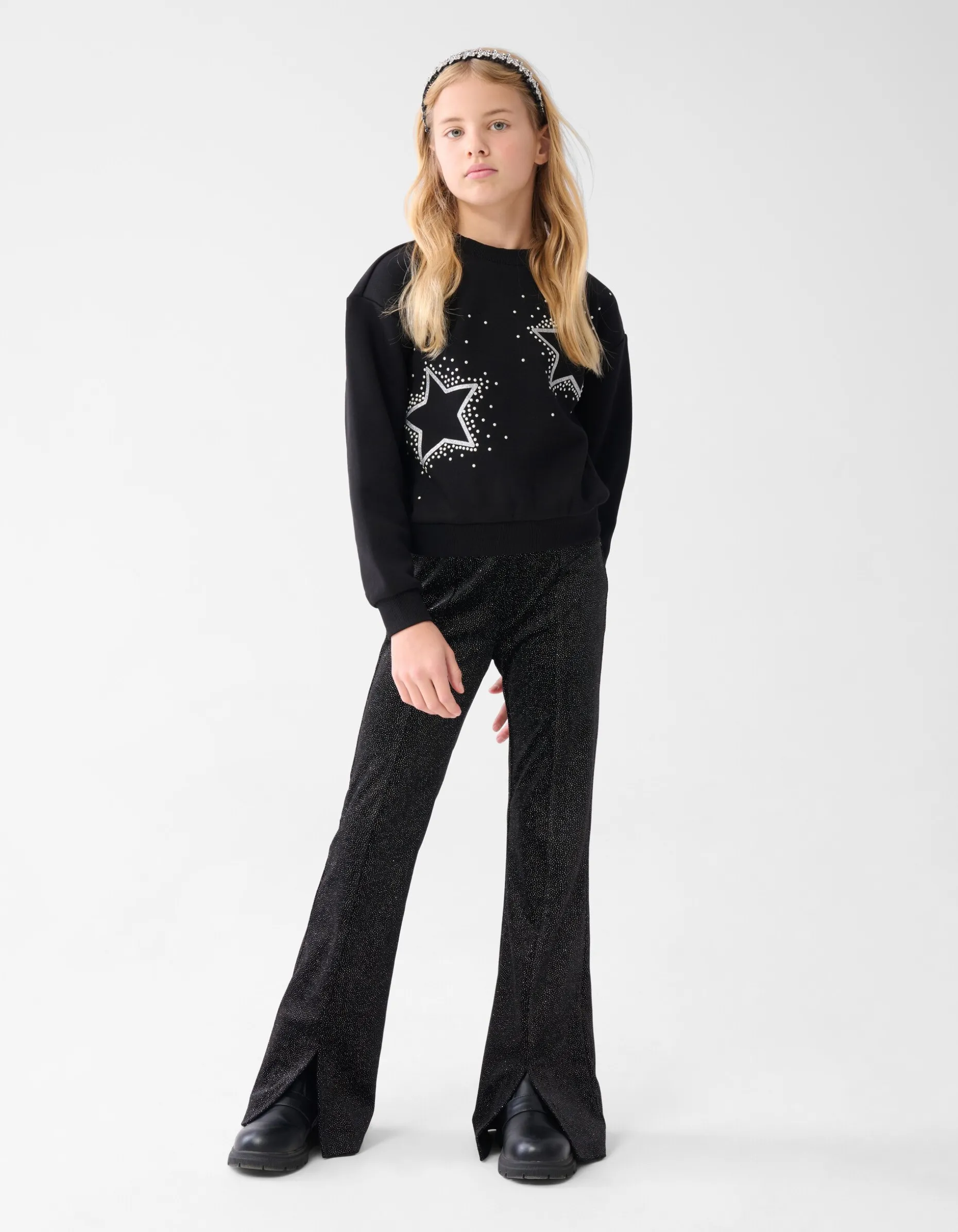 Strass Sterren Sweater Zwart