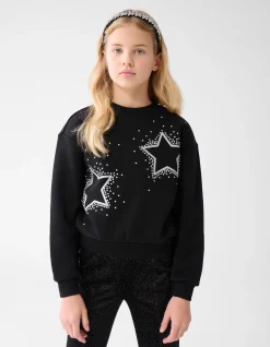 Strass Sterren Sweater Zwart