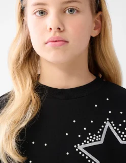 Strass Sterren Sweater Zwart