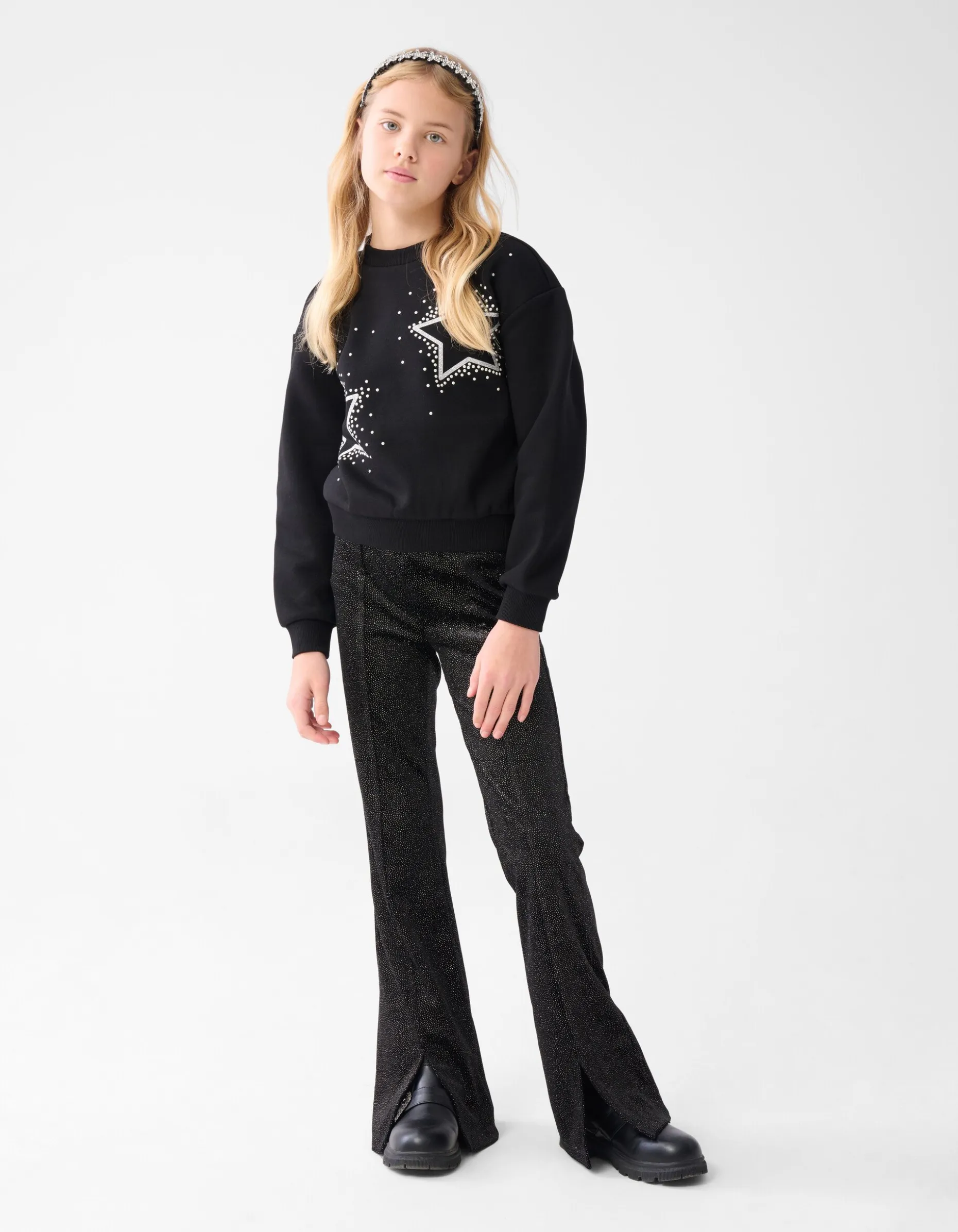 Strass Sterren Sweater Zwart