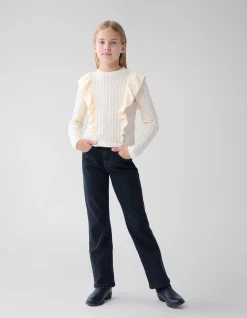 Strass Straight Leg Jeans Zwart
