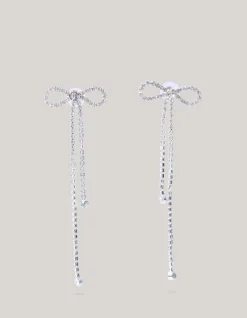 Strass Strik Oorbellen Zilver