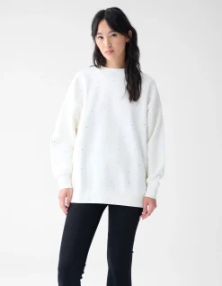 Strass Sweater Gebroken Wit