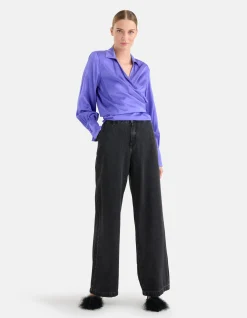 Strass Wide Leg Jeans Donkergrijs L32 By Mieke