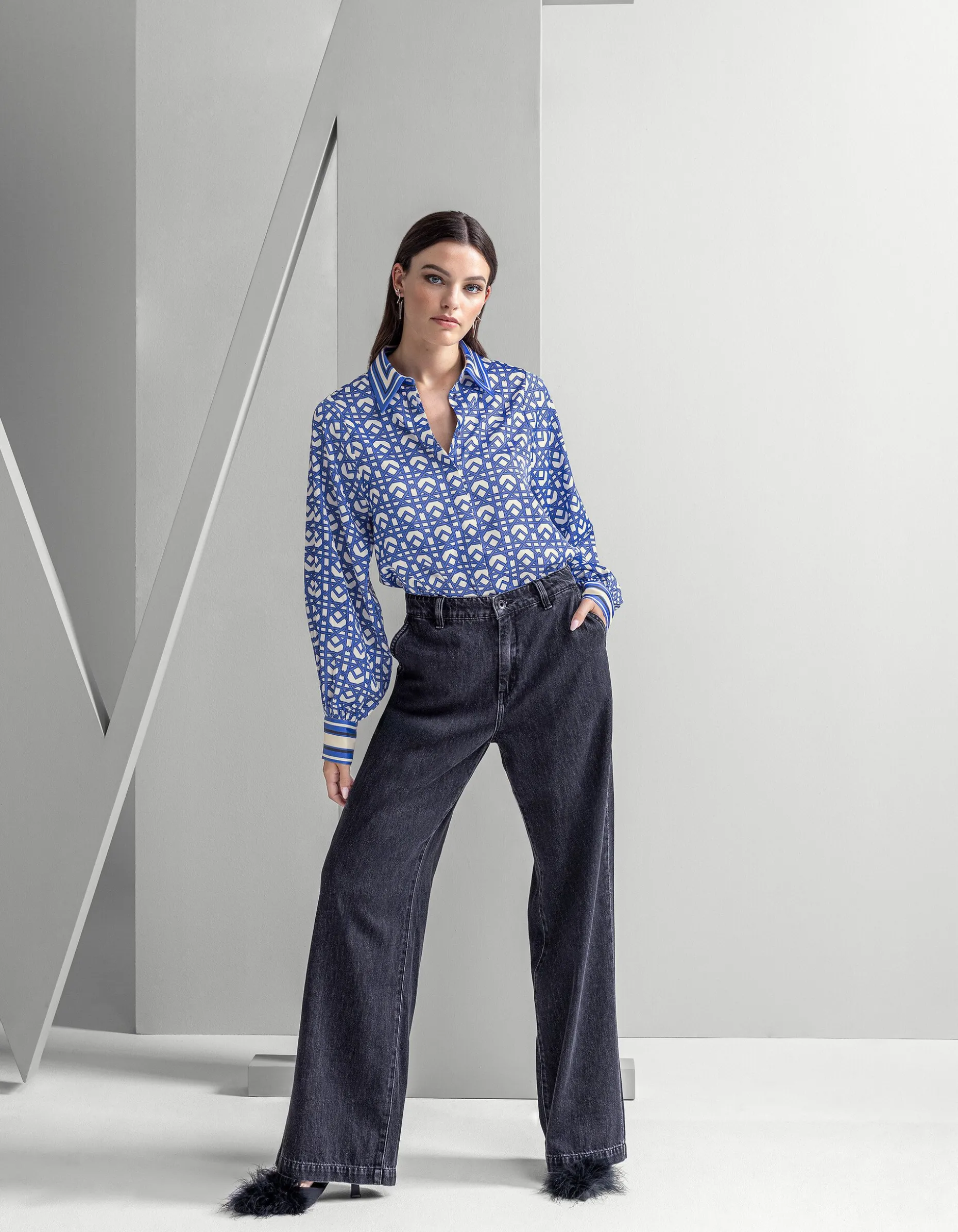 Strass Wide Leg Jeans Donkergrijs L32 By Mieke