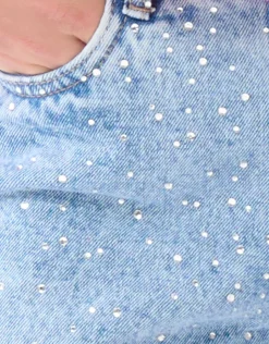 Strass Wide Leg Jeans Mediumstone