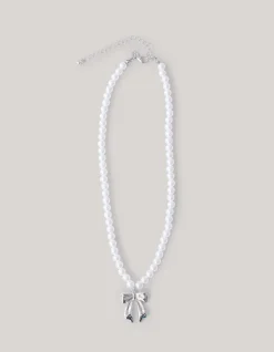 Strik Parel Ketting Zilver