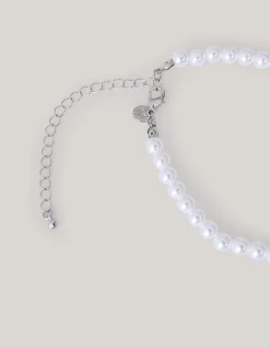 Strik Parel Ketting Zilver