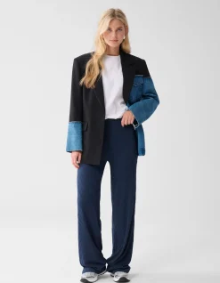 Structure Swirl Broek Donkerblauw