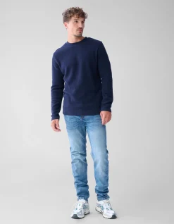 Structuur Jersey Longsleeve Donkerblauw