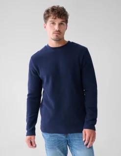 Structuur Jersey Longsleeve Donkerblauw