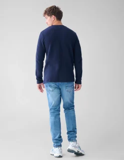 Structuur Jersey Longsleeve Donkerblauw