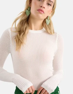 Structuur Longsleeve Gebroken Wit By Monica