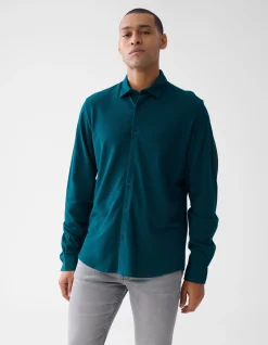 Structuur Overhemd Donkergroen