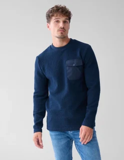 Structuur Pocket Trui Donkerblauw