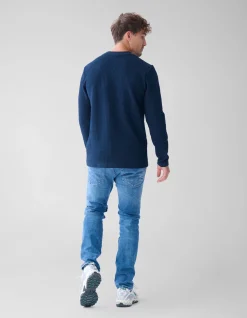 Structuur Pocket Trui Donkerblauw