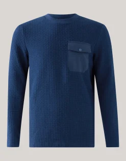 Structuur Pocket Trui Donkerblauw