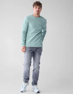 Structuur Pocket Trui Lichtblauw