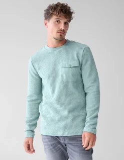 Structuur Pocket Trui Lichtblauw
