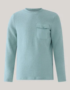 Structuur Pocket Trui Lichtblauw