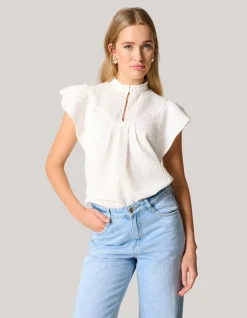 Structuur Ruffle Top Wit