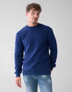 Structuur Sweater Donkerblauw